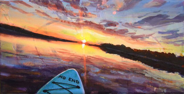 Tessa Wolkersdorfer, Story series III, Tusche und Acryl auf altem Bild, 30 x 15 cm, 1300 Euro