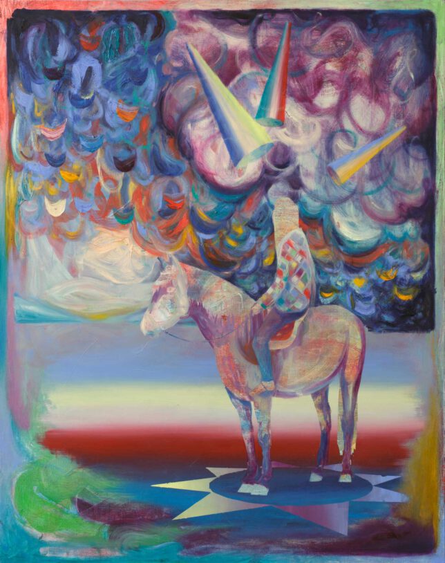 Matthias Moravek, One Trick Pony, 2024, Öl auf Leinwand, 120 x 95 cm