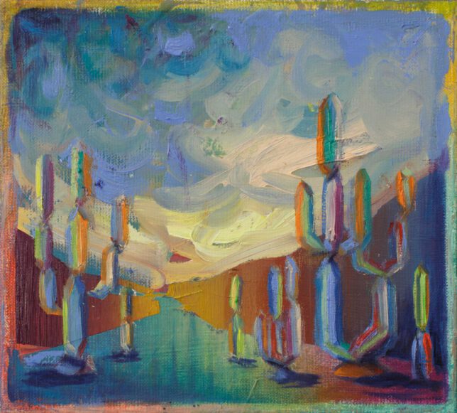 Matthias Moravek, Parkway II, 2024, Öl auf Leinwand, 20 x 22 cm