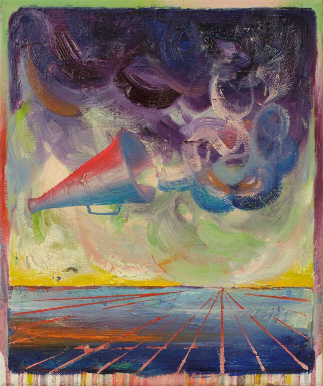 Matthias Moravek, Verstärker I, 2023, Öl auf Leinwand, 30 x 25 cm