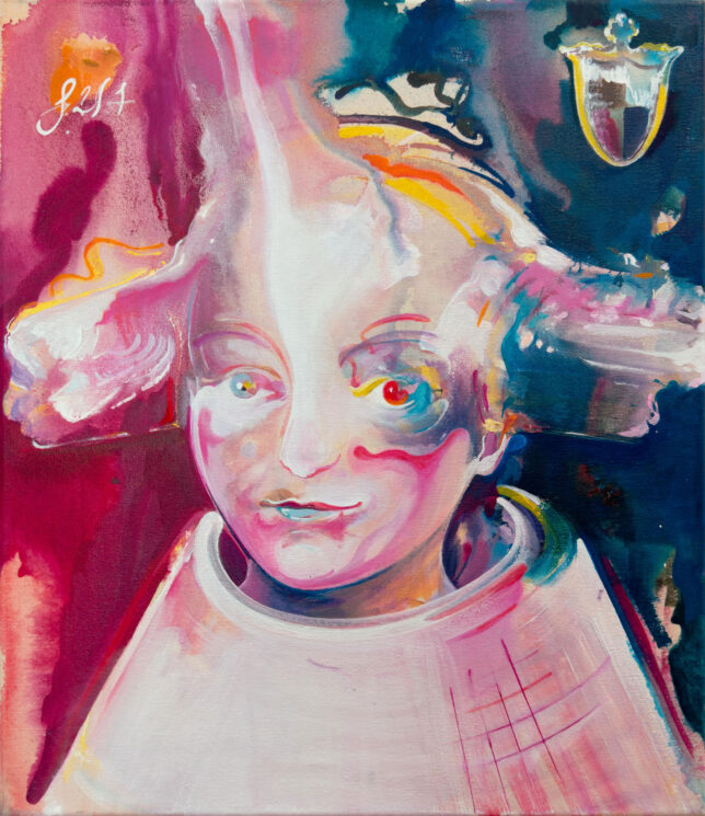 Bettina Sellmann, Mozartkugelblitz, 2024, Acrylic on Canvas, 60 x 52 cm