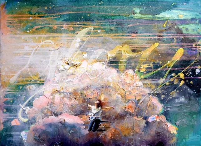 Tessa Wolkersdorfer, Glory, 2024, Tusche und Acryl auf Leinwand, 65 x 90 cm