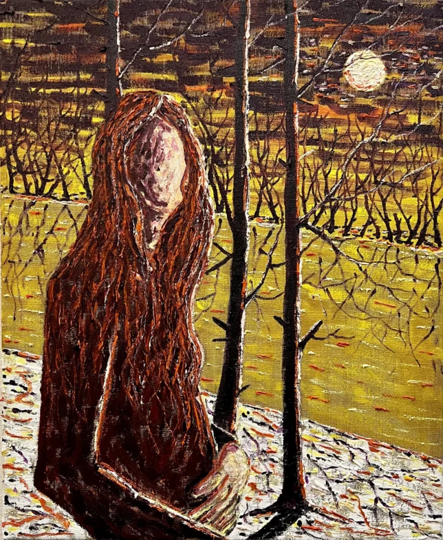 René Holm | Let's swim to the moon | 2025 | Öl auf Leinwand | 60 x 45 cm