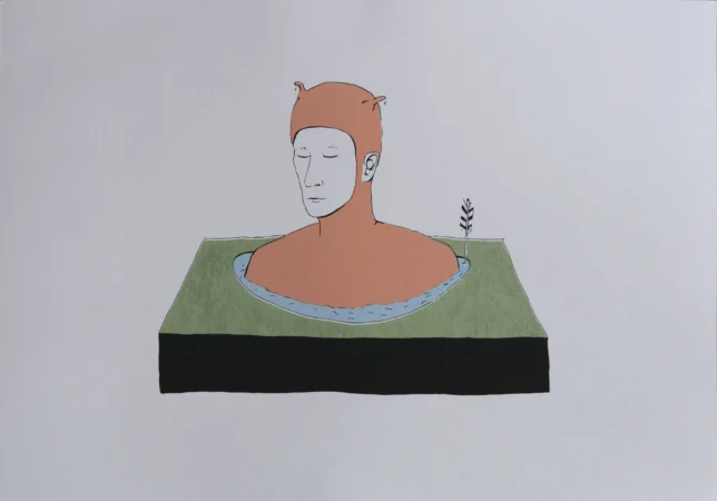 Peter Kroening, Prophet in herausfordernder Entspannung, 2025, Siebdruck auf Papier, Edition von 15 Exemplaren, 35 x 50 cm