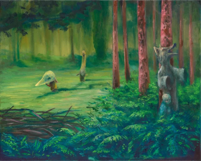 Sebastian Meschenmoser, Spiel, 2025, 40 x 50 cm, Öl auf Leinwand