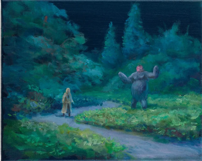 Sebastian Meschenmoser, Begegnung, 2025, 25 x 31 cm, Öl auf Leinwand