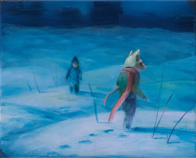 Sebastian Meschenmoser, Tanz, 2025, 25 x 31 cm, Öl auf Leinwand