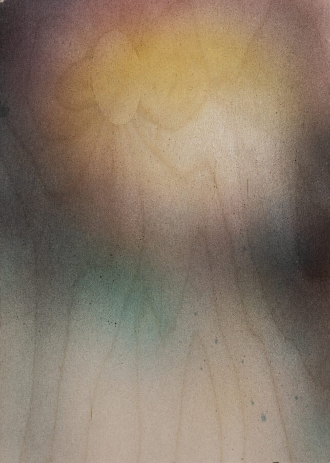 Mison Schreff, teredo (5), Acryl auf Holz, 2025, 21 x 29 cm