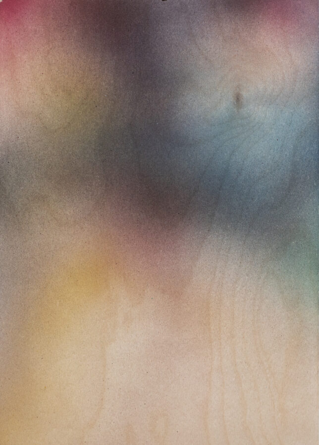 Mison Schreff, teredo (3), Acryl auf Holz, 2025, 21 x 29 cm