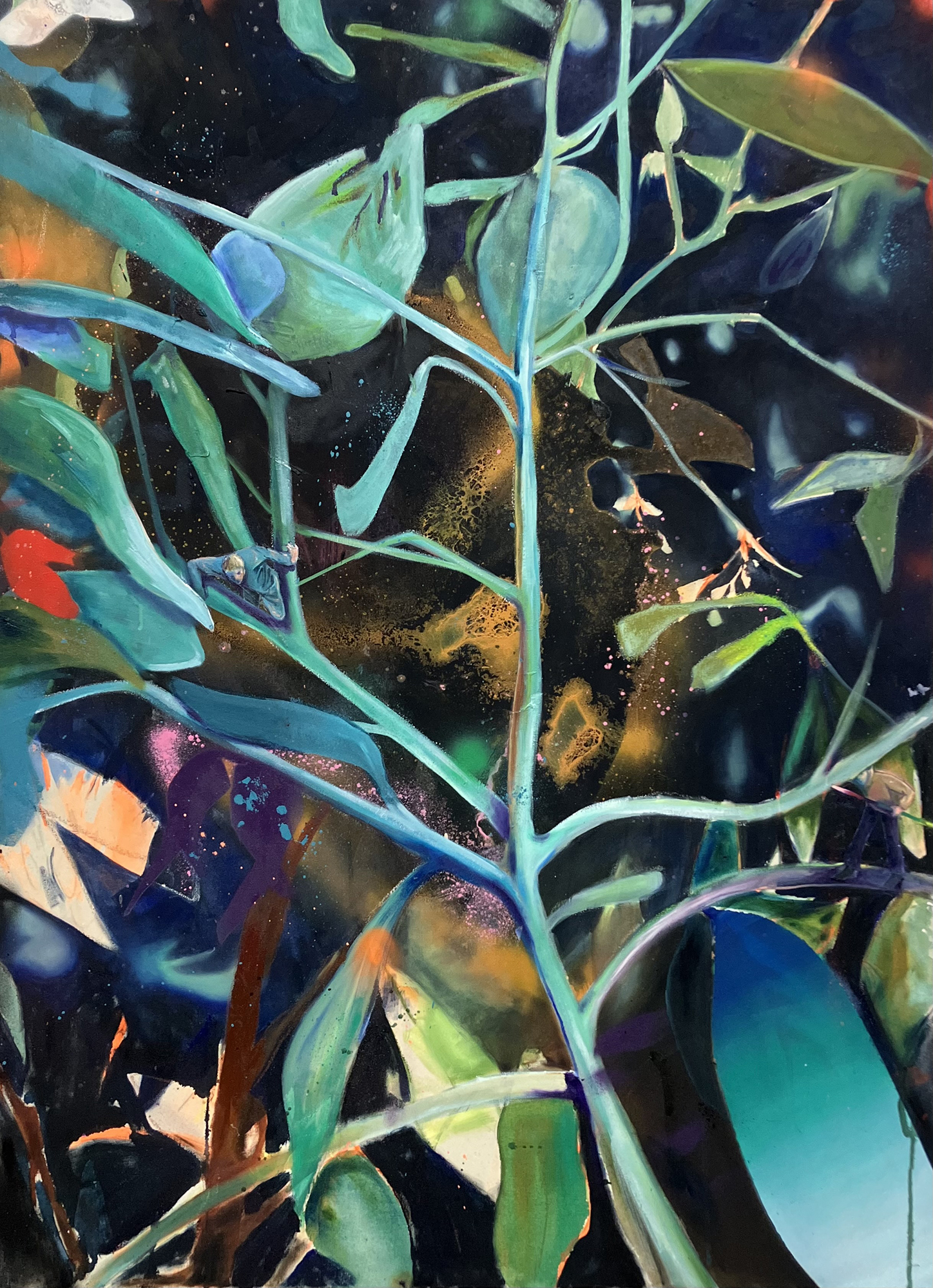 Stefanie Kettel, Vielleicht wäre alles anders gewesen, hätten wir gewusst, dass es eine Frage der Geduld war_2025, Öl und Acryl auf Leinwand, 110x80 cm